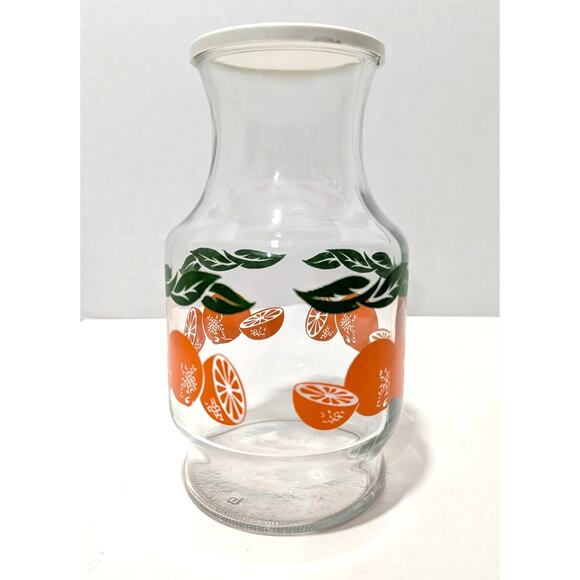 Vtg Anchor Hocking Glass Orange Blossom Juice Carafe w Lid Jar Jug Pitcher - Picture 2 of 14